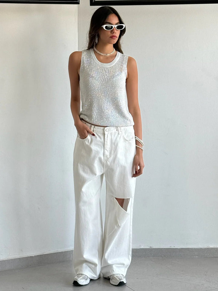 מכנס גינס ליהי לבן - BELLE BOUTIQUE