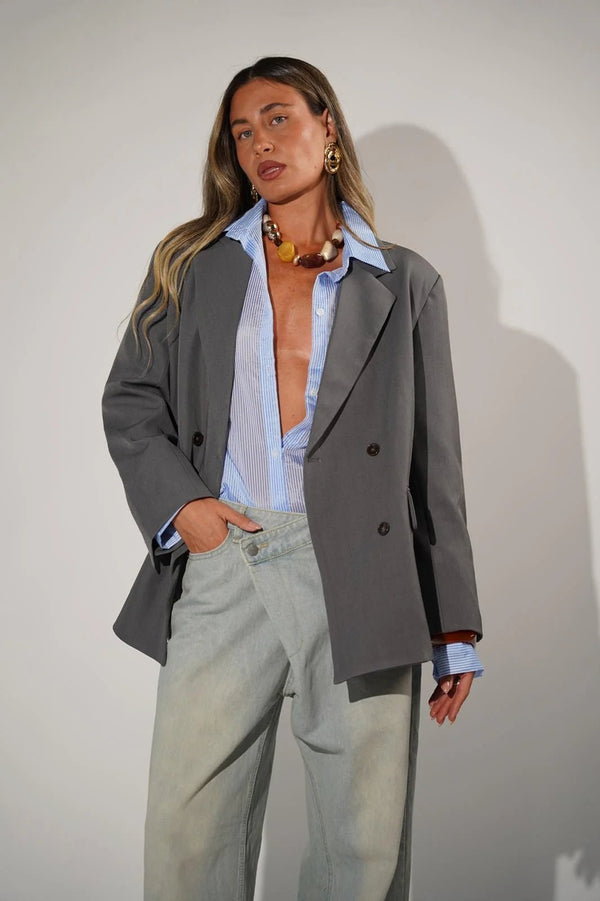 ג'קט מדלן אפור כהה - belle fashion